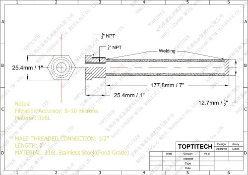 Drawing SS316L filter Model01 Drawing SS316L filter Model01